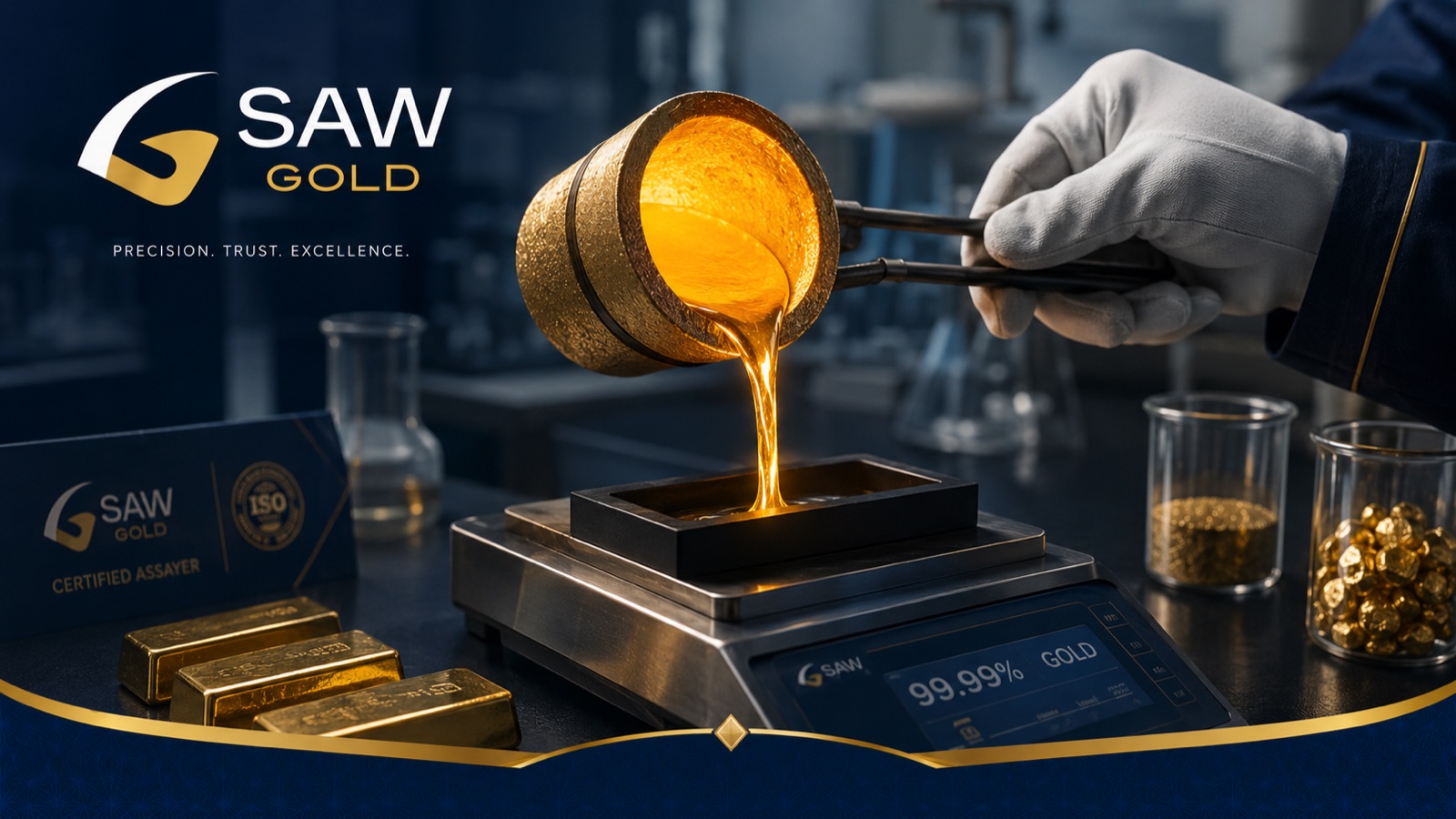 SAW GOLD molten sample laboratory testing